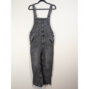 Free People Charcoal Denim Overalls